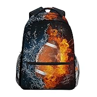 ALAZA Burning American Football Fire And Water Large Backpack Personalized Laptop iPad Tablet Travel School Bag with Multiple Pockets