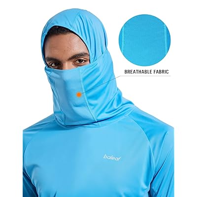 BALEAF Men's Sun Protection Hoodie Shirt UPF 50+ Long Sleeve UV SPF T-Shirts  with Mask Rash Guard Fishing Lightweight