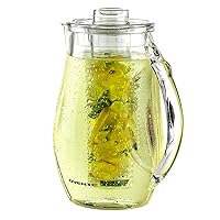 OVENTE Fruit Infusion Water Pitcher 2.5L (85 oz) with Removable Lid and Infuser Rod, BPA-Free Acrylic Beverage Jug Ideal for Flavor-Infused Drinks, Lemonade, Juice, Iced Tea and More, Clear PIA0852C