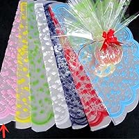 Hoxekle 65PCS Colorful Apple Flower Wrapping Paper Clear OPP Round Films Transparent Cellophane Plastic Paper Gift Wrapfilm Dots Papers