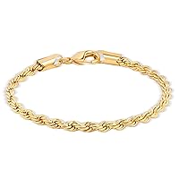 Barzel 18K Gold Plated Rope Gold Chain Bracelet - Made In Brazil