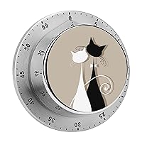 Kitchen Timer Black White Cat Magnetic Countdown Clock for Cooking Teaching Studying