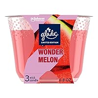 Glade Candle Wonder Melon, Fragrance Candle Infused with Essential Oils, Air Freshener Candle, 3-Wick Candle, 6.8 Oz