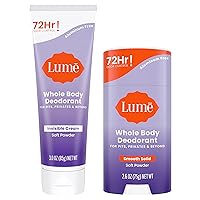 Lume Whole Body Deodorant - Invisible Cream Tube and Solid Stick - 72 Hour Odor Control - Aluminum Free, Baking Soda Free, Skin Safe - 3.0 Ounce Tube and 2.6 Ounce Solid Stick Bundle (Soft Powder) Lume Whole Body Deodorant - Invisible Cream Tube and Solid Stick - 72 Hour Odor Control - Aluminum Free, Baking Soda Free, Skin Safe - 3.0 Ounce Tube and 2.6 Ounce Solid Stick Bundle (Soft Powder)