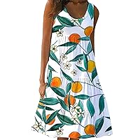 EFOFEI Womens Summer Sleeveless Beach Dress Casual Swing Tank T-Shirt Dresses Plus Size