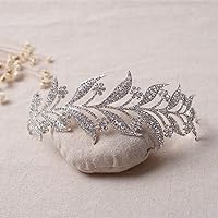hair jewelry crown tiaras for women Silver Color Crystal Leaf Vine Bridal Tiaras Crowns Wedding Hair Accessories Rhinestone Pageant Crown Bridal Hair Jewelry (Metal color : Silver)