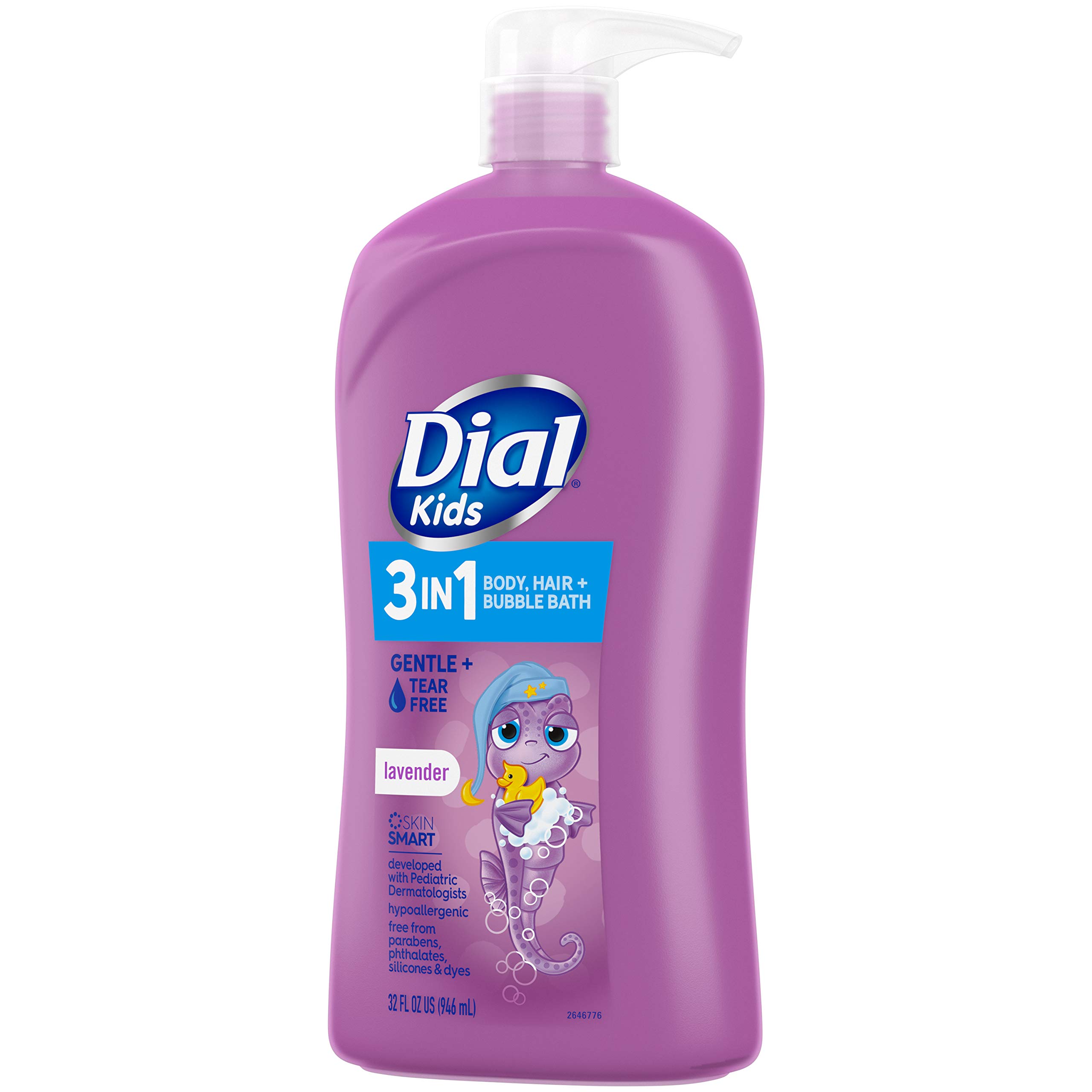 Dial Kids 3-in-1 Body+Hair+Bubble Bath, Lavender Scent, 32 fl oz