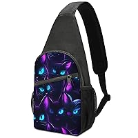 Black Cats Crossbody Sling Backpack Adjustable Straps Chest Bag for Hiking Traveling Outdoors