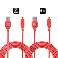 3DS Charger Cable (2 Pack), 3DS USB Charger Cable [Play While Charging ] for Nintendo 3DS, New 3DS XL, 2DS, 2DS XL LL, DSi, DSi XL(Red,1.2m/4ft)
