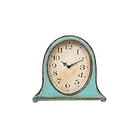 Creative Co-Op Metal Mantel Clock with Aqua Finish