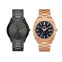 BUREI Wrist Dress Watches for Men Watches Minimalist Business Stainless Steel Quartz Analog Watch Large Watch for Men