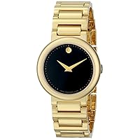 Movado Women's 0606420 Concerto Gold-Plated Stainless-Steel Black Round Dial Watch