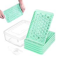 Round Mini Ice Cube Tray with Lid and Bin, 4 Pack Ice Cube Trays for Freezer,Mini Ice Maker,Ice Cube Mold,Small Ice Cube Trays,Crushed Ice Trays for OXO Whisky (Green)