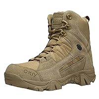Mens Military Boots, All Terrain Shoes, Combat Tactical Boots,Side Zipper, for Hiking, Hunting, Working, Walking, Climbing