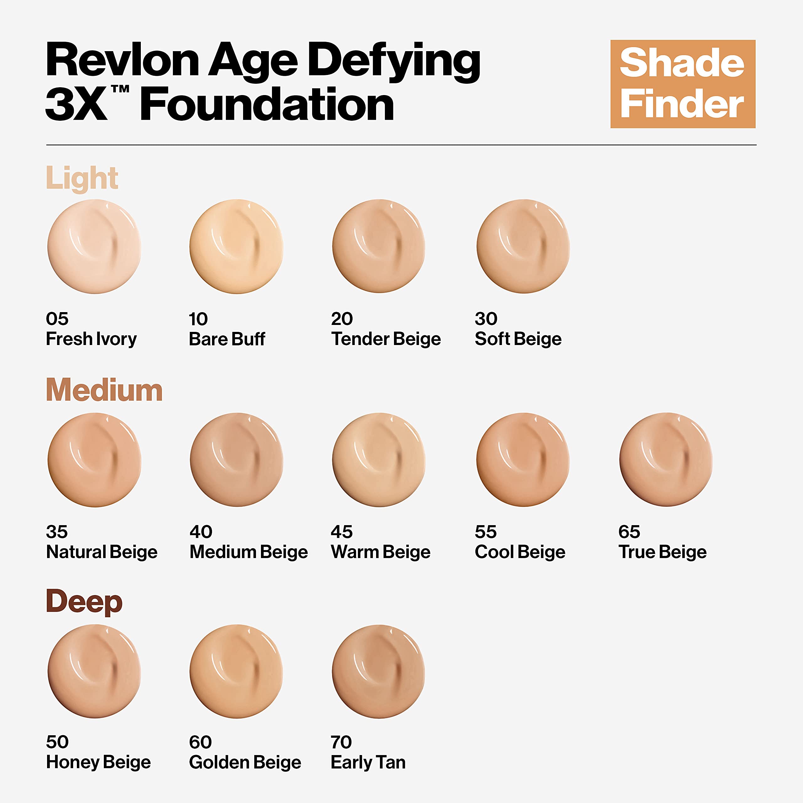 Revlon Age Defying 3X Makeup Foundation, Firming, Lifting and Anti-Aging Medium, Buildable Coverage with Natural Finish SPF 20, 065 True Beige, 1 fl oz