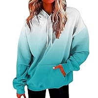 Fashion Womens Hoodies Pullover Gradient Oversized Sweatshirt Hooded Drawstring Teen Y2k Hoodie With Pocket