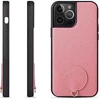 ONNAT-Anti-Fingerprint Case for iPhone 14 6.1'' Wireless Charging Function Protective Case with Adjustable Detachable Lanyard (Pink)