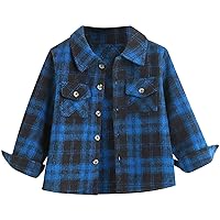 My First Christmas Boy Tops Kids Toddler Flannel Shirt Jacket Plaid Long Sleeve Lapel Button Down Shacket Baby