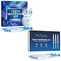 Teeth Whitening Kit with Whitening Light, Non-Sensitive Teeth Whitener Kit with 6 Teeth Whitening Gel Syringes,10 Min Fast-Result Home Tooth Whitening Dental Care Help Remove Teeth Stain