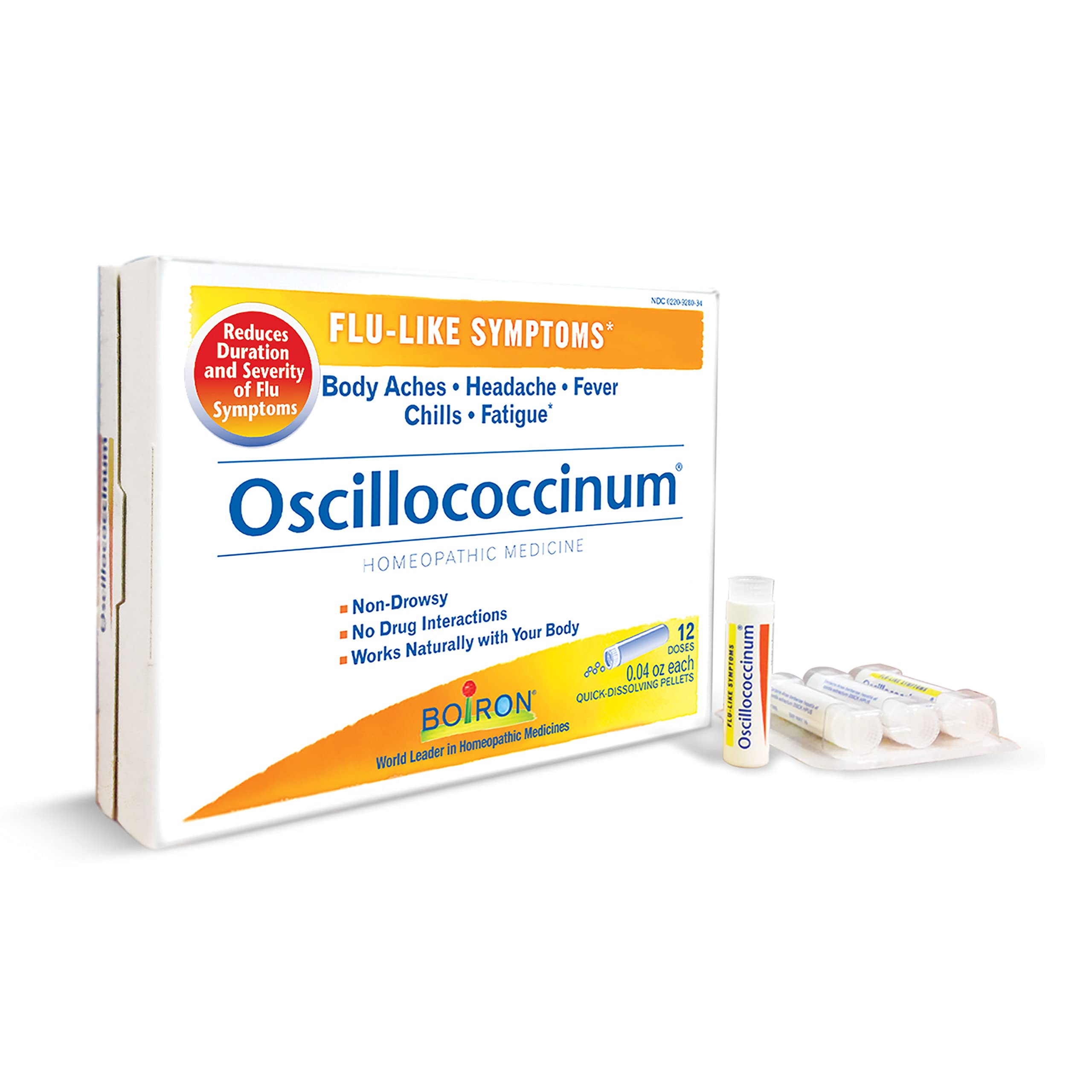Boiron Oscillococcinum for Relief from Flu-Like Symptoms of Body Aches, Headache, Fever, Chills, and Fatigue - 12 Count