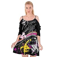 PattyCandy Women's Cherry Blossom, Music & Art Outfit Cutout Spaghetti Strap Chiffon Dress,XS-3XL