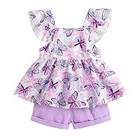 YOUNGER TREE Toddler Baby Girl Clothes Sleeveless Ruffle Bowknot Dress Top Shorts Set Summer Outfits for Little Kids Girls