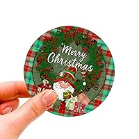 100 Pcs Christmas Stickers Christmas Gift Tags Red And Green Buffalo Plaid Wreath Merry Christmas Gnome Stickers Christmas Decorations Stickers for Water Bottles Laptop Envelope Seals Goodie Bags Chri