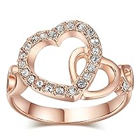 ZYR 4 ZYR 5 Romantic Dual Hearts Ring cz engagement Ring