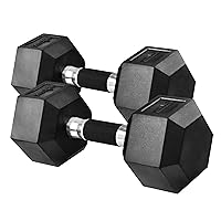 Yes4All Rubber Grip Encased Hex Dumbbells – Hand Weights With Anti-Slip 5-50 LBS Pair/Set