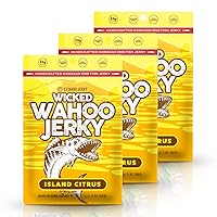 Island Citrus Wahoo Ono Fish Jerky - Zesty Umami Flavor - Artisan Crafted - Gourmet Dried Fish Strips Rich in Omega-3 & Protein - Low-Calorie Seafood Snack with Low Sodium & Sugar - 2 Ounce (3 Pack)