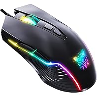 New Version Gaming Mouse Wired,Chroma RGB Backlit 6400 DPI Adjustable Gaming Mouse, Grip Ergonomic Optical PC Computer Gaming Mice,7 Buttons for Windows 7/8/10/XP Vista Linux(Black)