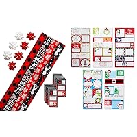 American Greetings 120 sq. ft. Red and Black Christmas Wrapping Paper Set & Christmas Gift Tags Self-Adhesive, Holiday Designs (112-Count)