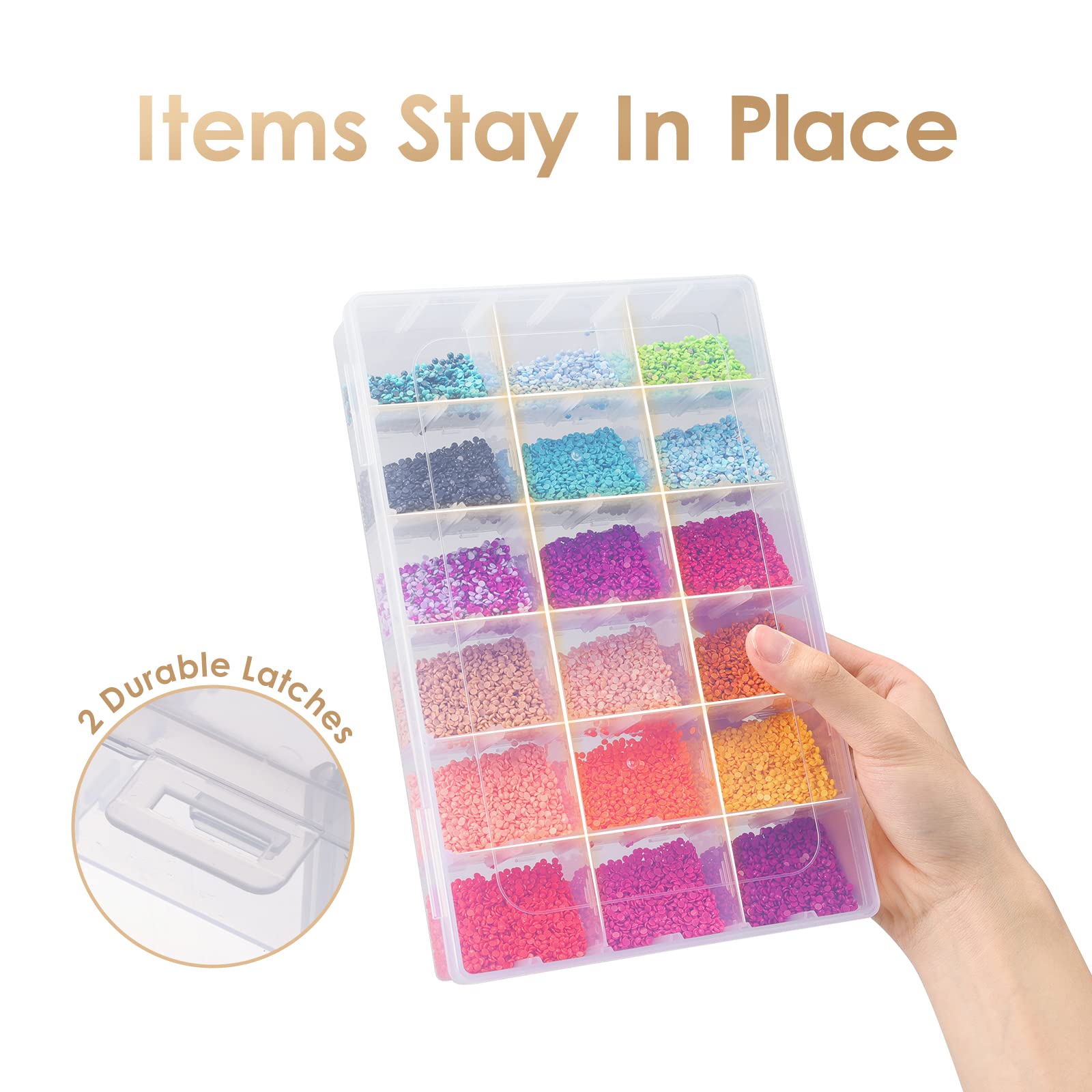 Mua QUEFE Pack 36 Grids Clear Plastic Organizer Storage Box Container, Craft  Storage with Adjustable Dividers for Beads, Art DIY, Crafts, Jewelry,  Fishing Tackle with Label Stickers trên Amazon Mỹ chính