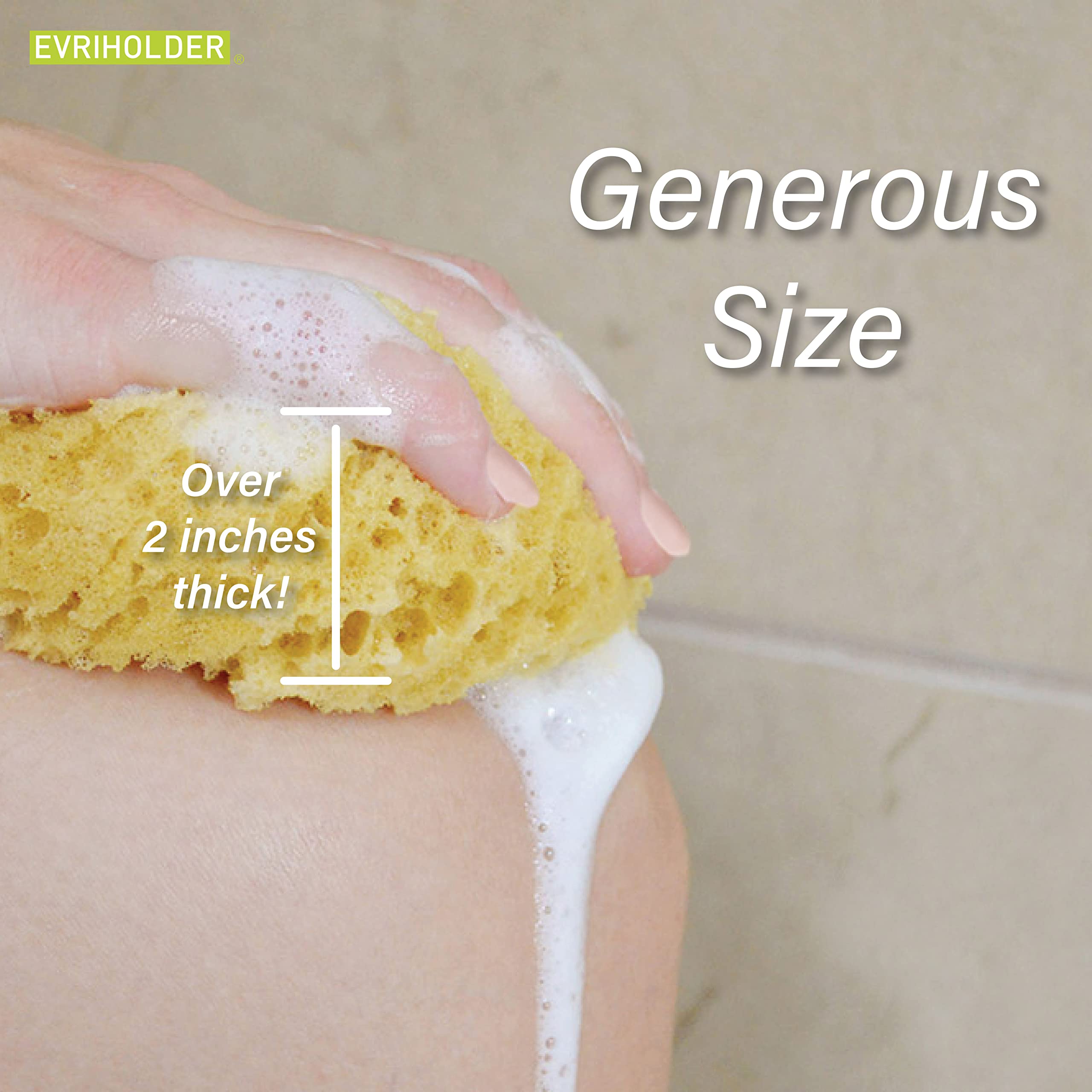 Evriholder Foam Body Sponge for Exfoliating Large Scrubber for a Relaxing Shower or Bath, Pack of 2