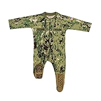 Trendy Apparel Shop Military Design Infant Baby Crawler Front Zip Romper Jumpsuit with Boots