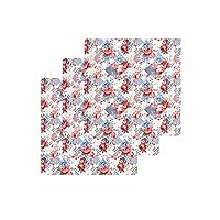 Blue Red Spring Floral Kitchen Towels Set of 3, Waffle Microfiber Towels Cleaning, Farmhouse Flowers Botanical Absorbent Dish Towels Cloths Decorative Hand Towels for Bathroom 12x12 Inch
