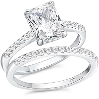 Engagement Rings for Women Wedding Ring Set AAAAA Cz Solitaire Sterling Silver Oval 2.2Ct Size 4-13