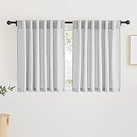 RYB HOME Semi Sheer Curtains - Linen Style Semitransparent Privacy Window Draperies Soft Airy Famhouse Curtains Sheer Light Filtering for Bedroom, Kitchen, Dining, Car, W 52