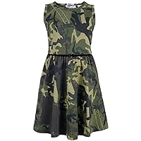 Girls Skater Dress Kids Designer's Camouflage Print Summer Party Dresses 5-13 Yr