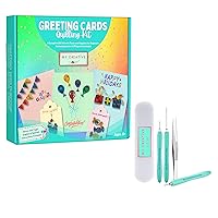 MY CREATIVE CAMP Greeting Cards Quilling Kit + 4 Pack Paper Quilling Tools Set Bundle