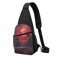 Sling Bag Crossbody for Women Fanny Pack Red Sky Chest Bag Daypack for Hiking Travel Waist Bag