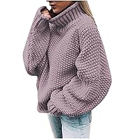 Women's Winter Warm Jumpers High Neck Chunky Sweater Casual Loose Knitted Pullover Soft Fashion Knit Sweaters