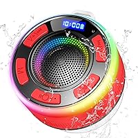 Bluetooth Speaker, Bluetooth Shower Speaker with Suction Cup, Upgraded LED Portable Bluetooth Music Box Shower IP7 Waterproof, Type-C, Hands-Free Function, Microphone, for Bathroom, Outdoor