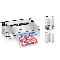 Bonsenkitchen Stainless Steel Vacuum Sealer Machine with 2 Packs 11 in x 20 ft Sealer Bags