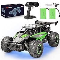 kolegend RC Cars 20 Km/h Remote Control Car with Chassis Lights 2 Batteries, 13 Inch All Terrains RC Monster Trucks Off Road Vehicle for Boys Girls Kids