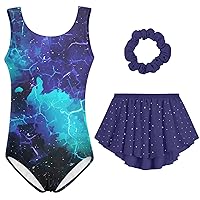 Girls Gymnastic Leotard Ballet Dance Dress Outfit with Removable Skirt Hair Scrunchie Combo 4-11 Years