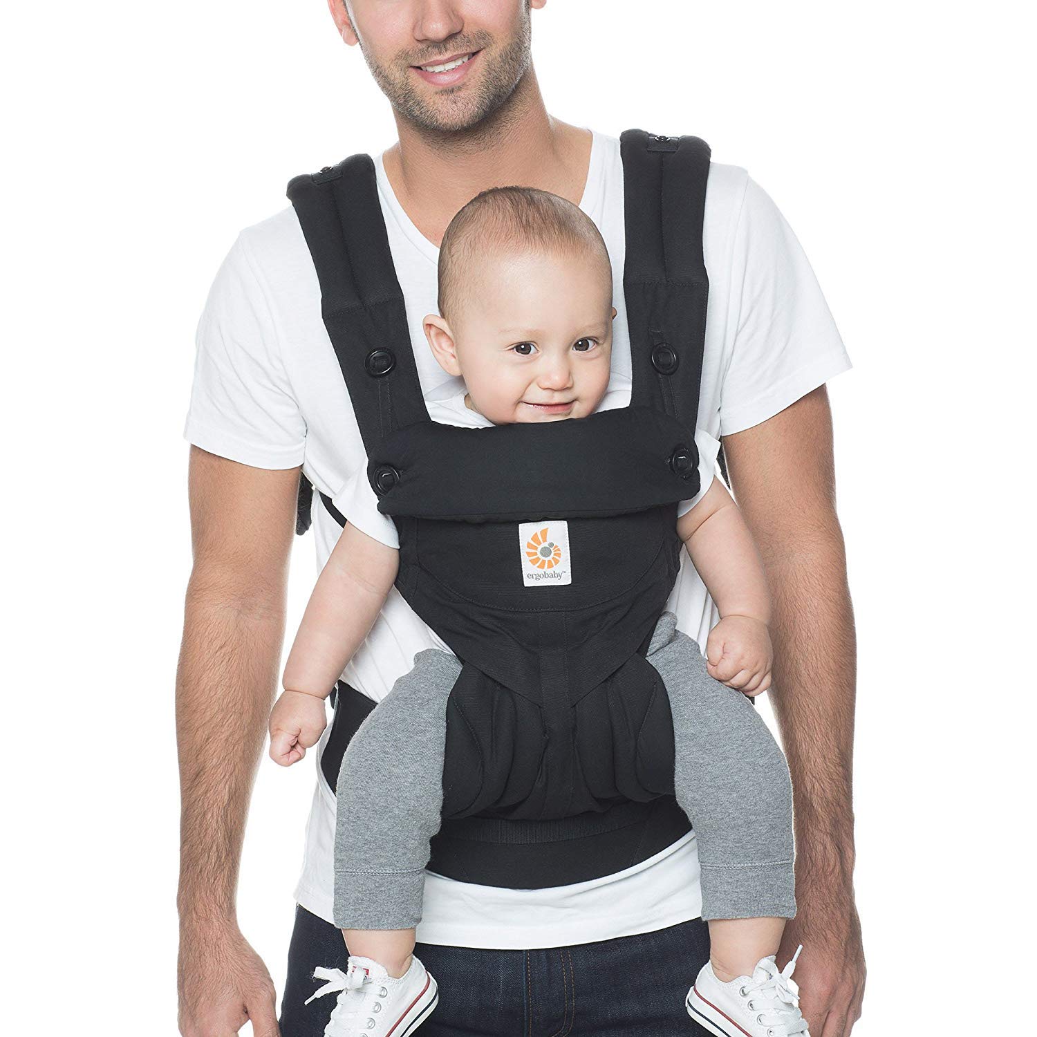 Ergobaby 360 All-Position Baby Carrier with Lumbar Support (12-45 Pounds), Pure Black, Premium Cotton