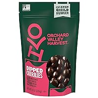 Orchard Valley Harvest Dark Chocolate Dipped Cherries, 8 oz (Pack of 1), Made With Real Cherries, Gluten Free, Non-GMO, No Artificial Colors, Resealable Bag, Snacks for Adults & Kids