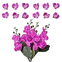 4Pcs Artificial Silk Phalaenopsis Flowers 20pcs Purple Fake Butterfly Orchid Heads for Wedding Floral Bouquet Decoration Table Centerpieces DIY Craft Making Bridal Shower