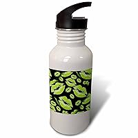 3dRose Two Kisses Collided Lip Smacking Lime Colored Lips Pattern - Water Bottles (wb_357223_2)